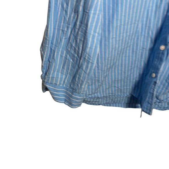 Universal Thread Blouse Women's Large Oversized Button Up Striped Blue Shirt - Picture 4 of 10
